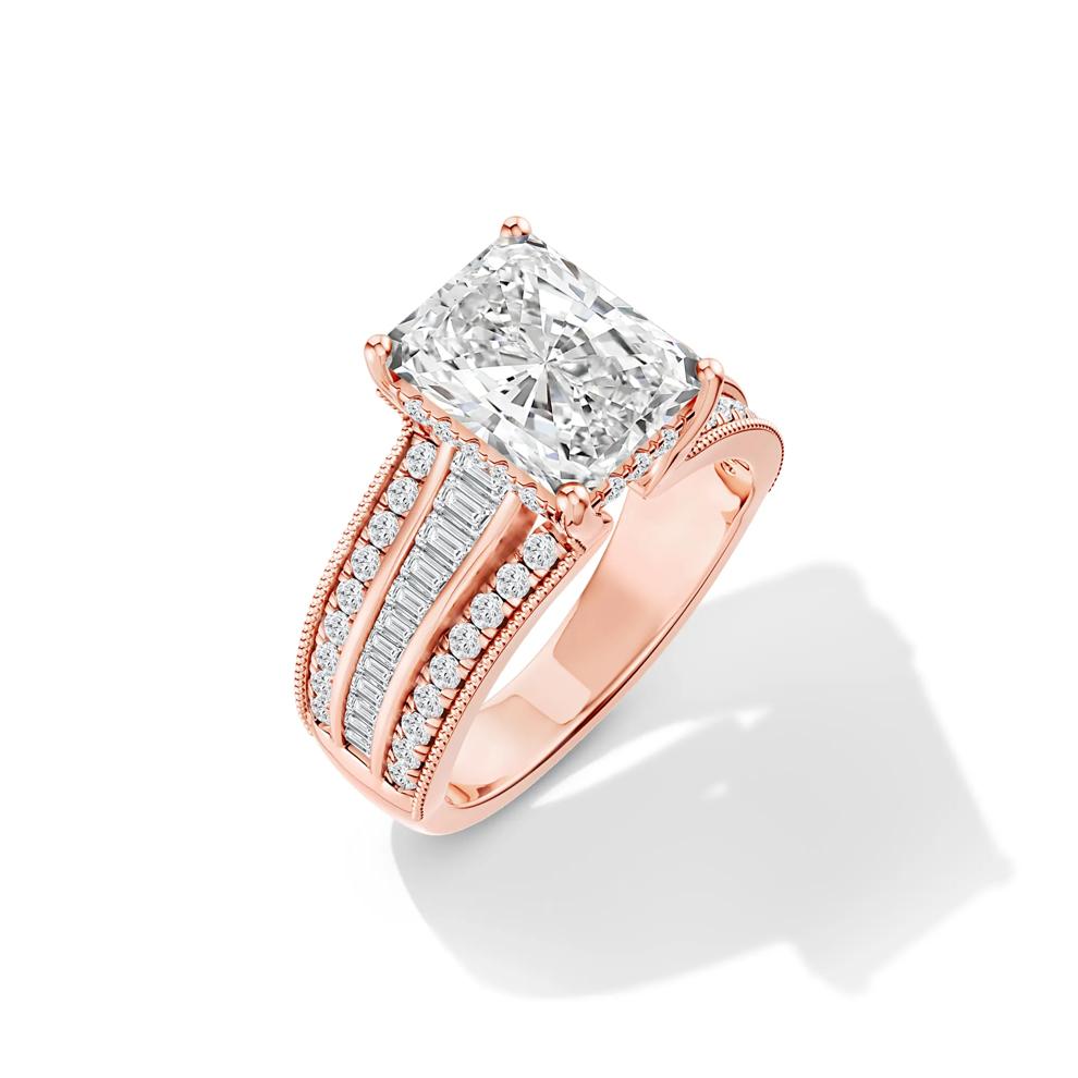 Lab Grown Diamond Radiant-Cut Center Engagement Ring in 14K Rose Gold (3 3/4 ct. tw.) – Image 4 of 4