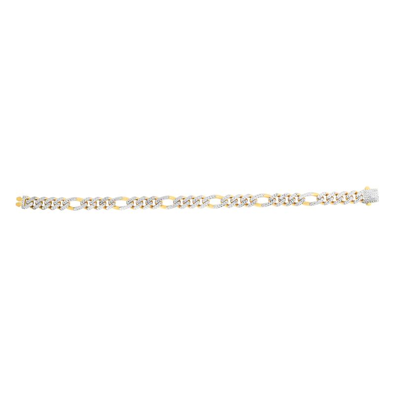 Monaco Figaro Pave Chain Bracelet in 14K Yellow and White Gold, 8MM, 8.25&quot; – Image 3 of 3
