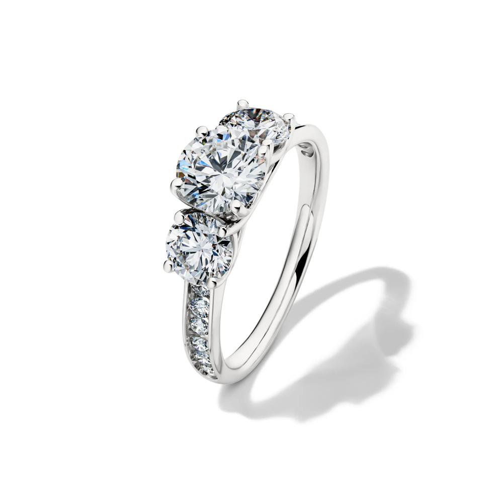 Lab Grown Three-Stone Diamond Engagement Ring in 14K White Gold (2-1/4 ct. tw.) – Image 4 of 4