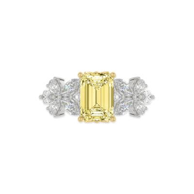 Lab Grown Diamond Yellow Radiant Center Engagement Ring in 14K White & Yellow Gold (5 1/3 ct. tw.)