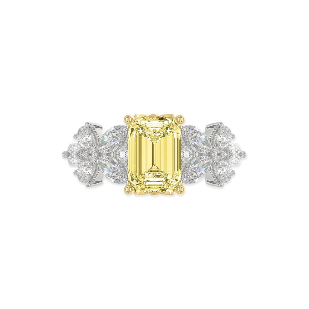 Lab Grown Diamond Yellow Radiant Center Engagement Ring in 14K White &amp; Yellow Gold (5 1/3 ct. tw.) – Image 1 of 4