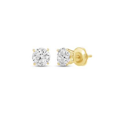 Lab Grown Diamond Round Solitaire Stud Earrings in 14K Yellow Gold (3 ct. tw.)