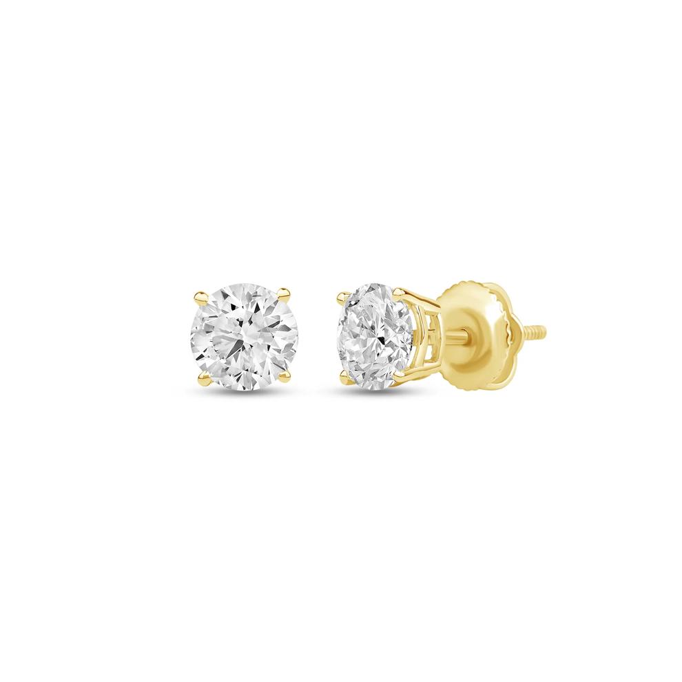 Lab Grown Diamond Round Solitaire Stud Earrings in 14K Yellow Gold (3 ct. tw.)  – Image 1 of 3