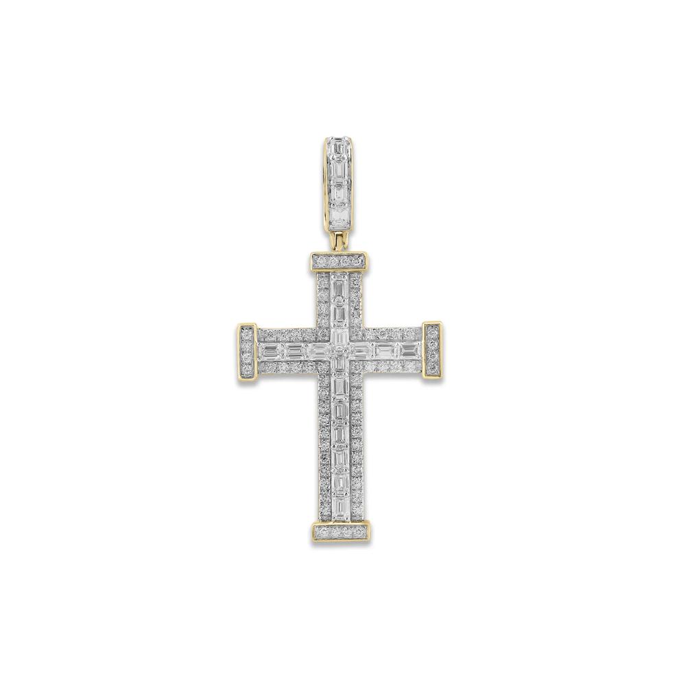 Lab Grown Diamond Cross Charm in 10K Yellow Gold (3 ct. tw.) – Image 1 of 2