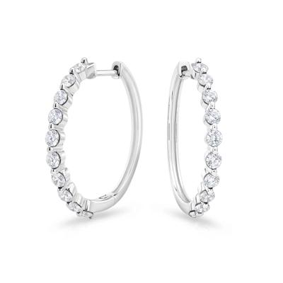 Lab-Created White Sapphire Round Hoop Earrings in Sterling Silver