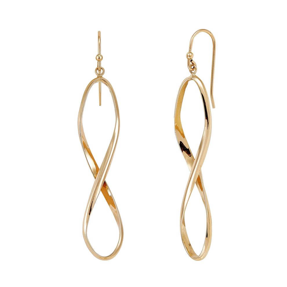 Polished Tube Infinity Dangle Earrings in 10K Yellow Gold – Image 2 of 3