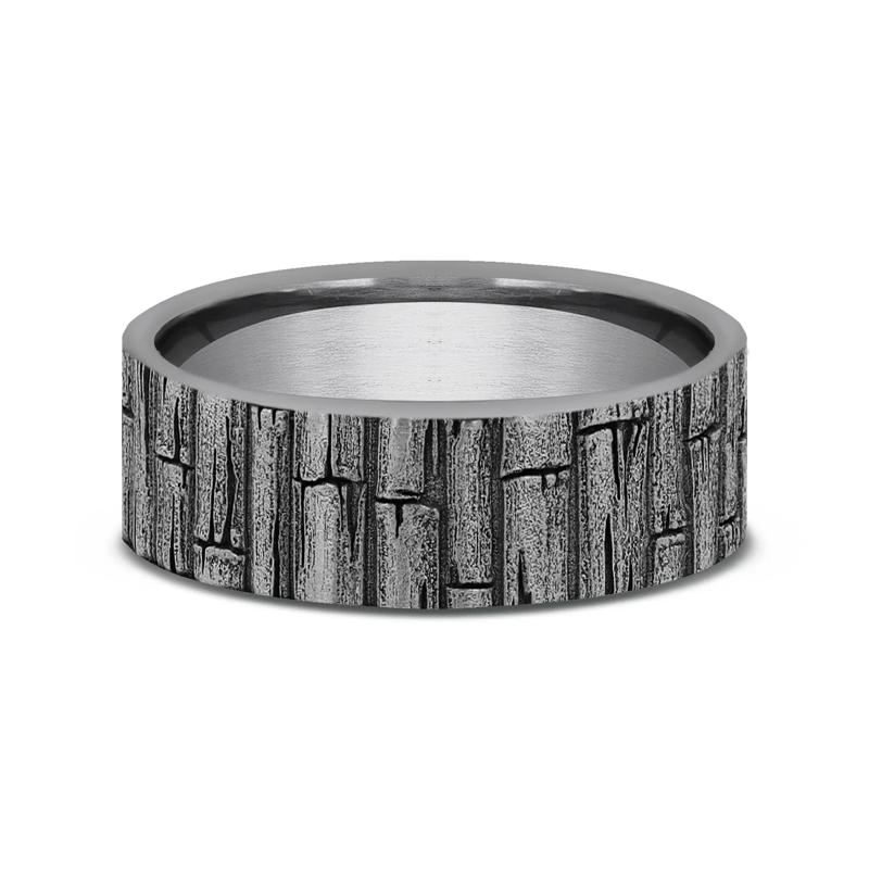 Men&#39;s Grey Tantalum Band with Bamboo Stalks, 7MM – Image 1 of 3