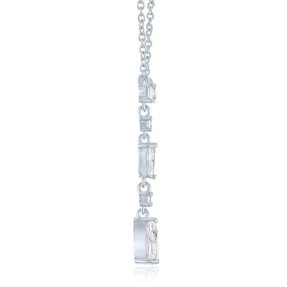 Lab-Created White Sapphire Drop Pendant Necklace in Sterling Silver – Image 2 of 4