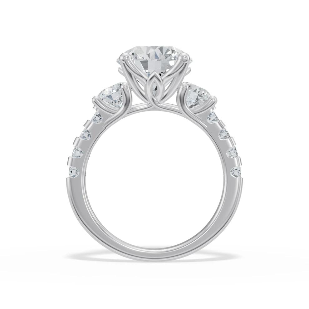 Lab Grown Diamond Round Center Three-Stone Ring in 14K White Gold (5 ct. tw.) – Image 2 of 4