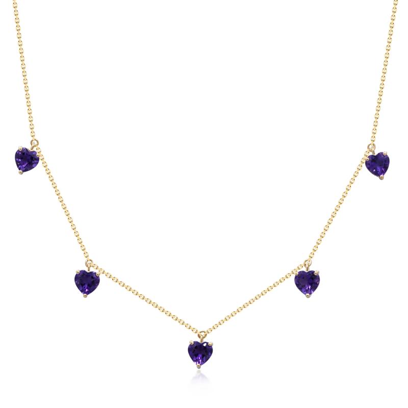 Heart-Shaped Amethyst Necklace in 10K Yellow Gold – Image 1 of 4