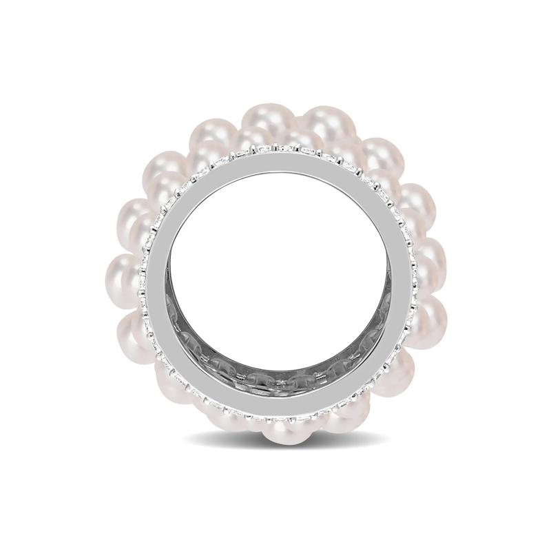 Pearl and Lab-Created White Sapphire Ring in Sterling Silver – Image 2 of 7