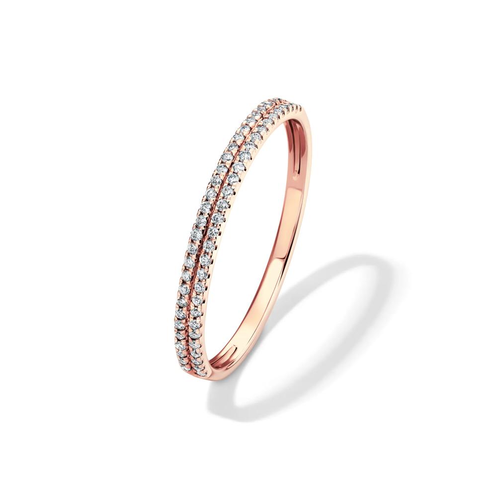 Diamond Double Row Stack Band in 10K Rose Gold (1/8 ct. tw.) – Image 4 of 4
