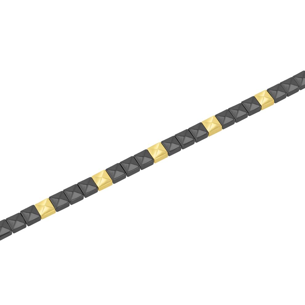 Men's Black Ceramic Pyramid Link Bracelet in Vermeil, 8.5" – Image 2 of 3