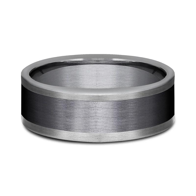 Men&#39;s Satin Finish Band in Tantalum &amp; Black Titanium, 8MM – Image 1 of 3