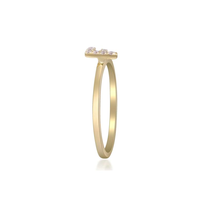 Diamond Accent &quot;F&quot; Initial Ring in 10K Yellow Gold – Image 3 of 5