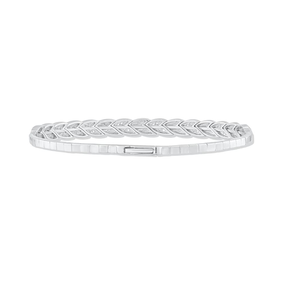 Diamond Braided Bangle Bracelet in Sterling Silver (1/4 ct. tw.) – Image 2 of 2