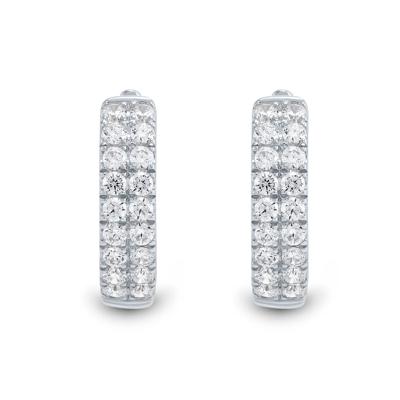 Lab Grown Diamond Two-Row Hoop Earrings in 14K White Gold (3/4 ct. tw.)