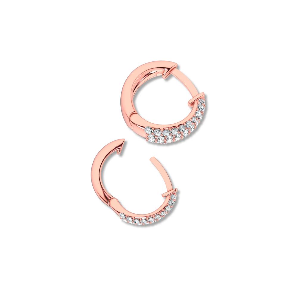 Diamond Pav&eacute; Graduated Huggie Hoop Earrings in 10K Rose Gold (3/8 ct. tw.) – Image 2 of 2