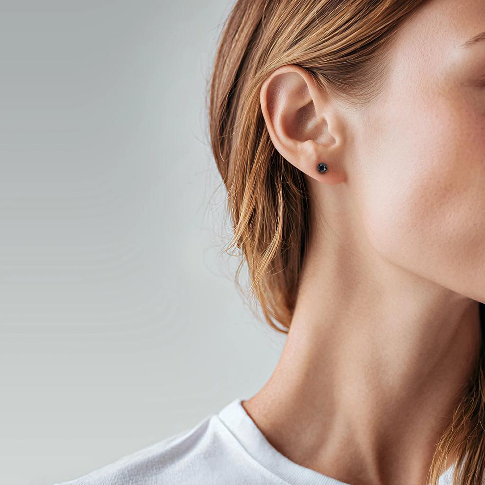 1 ct. tw. Black Diamond Stud Earrings in 14K White Gold – Image 3 of 3