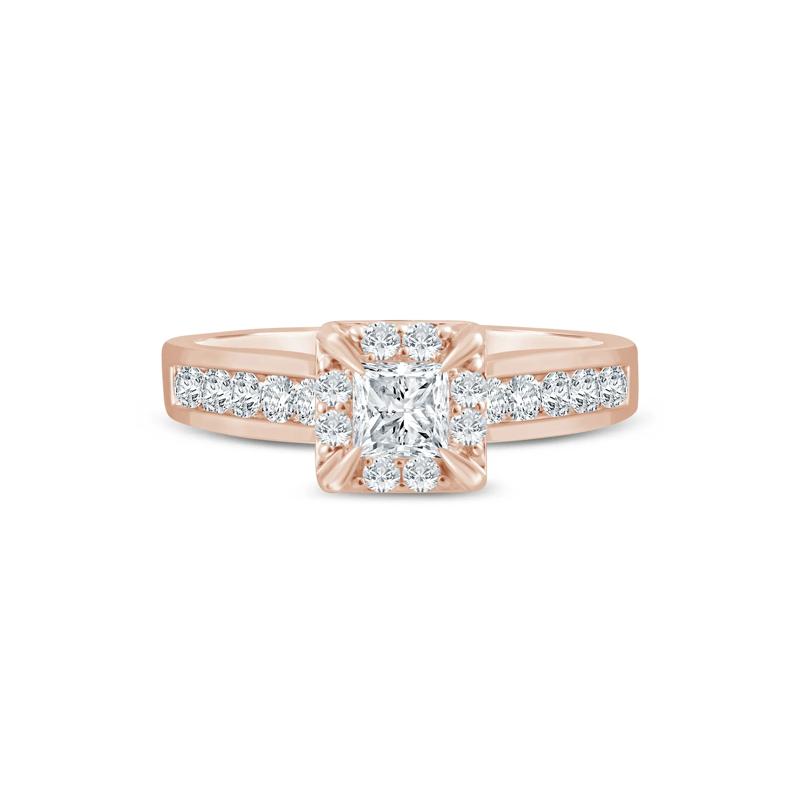 Princess-Cut Diamond Engagement Ring in 14K Rose Gold &#40;7/8 ct. tw.&#41; – Image 1 of 3