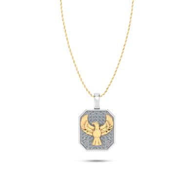 Men's Lab Grown Diamond Eagle Pendant Necklace in 10K White & Yellow Gold (1/2 ct. tw.)