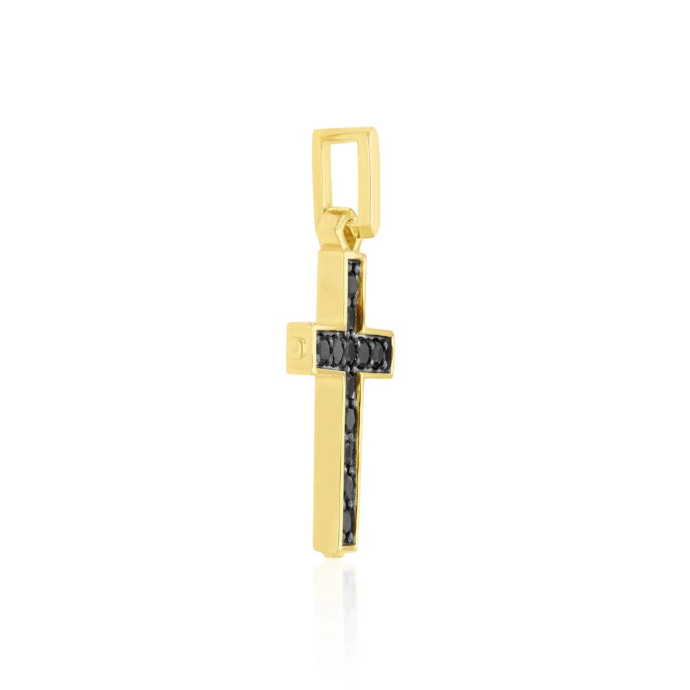 Men's Black Spinel Cross Charm in Vermeil – Image 2 of 2