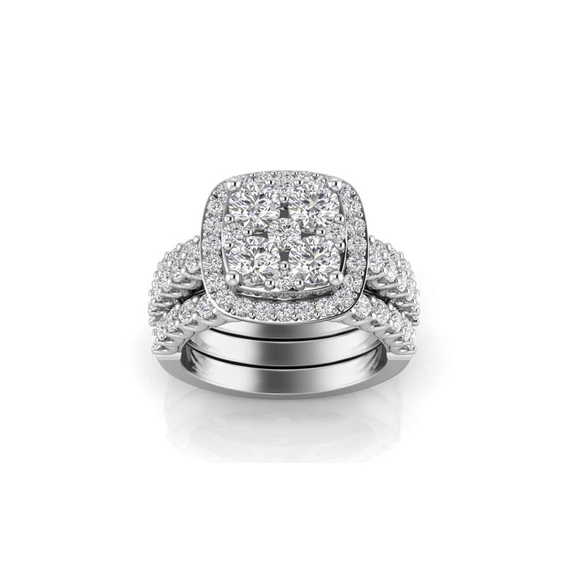 Lab Grown Multi-Diamond Engagement Ring Set in 10K White Gold &#40;3 ct. tw.&#41;  – Image 4 of 4