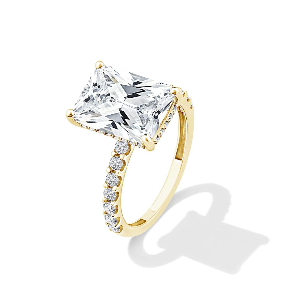 Lab Grown Diamond Radiant 3-Piece Engagement Set in 14K Yellow Gold (7 1/2 ct. tw.) – Image 4 of 6
