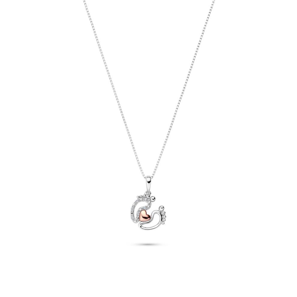 Diamond Baby Feet Pendant in Sterling Silver – Image 1 of 4