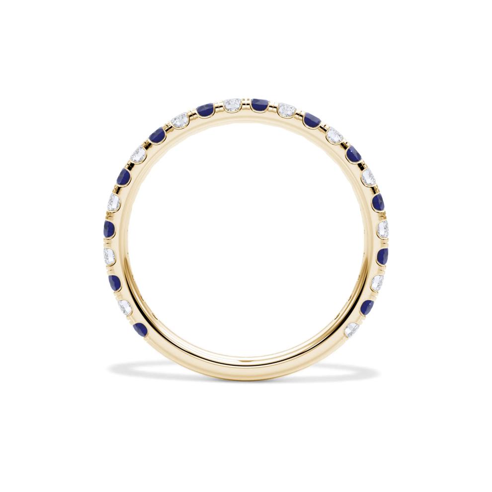 Lab Grown Diamond &amp; Lab-Created Sapphire Anniversary Band in 14K Yellow Gold (1/3 ct. tw.) – Image 2 of 4