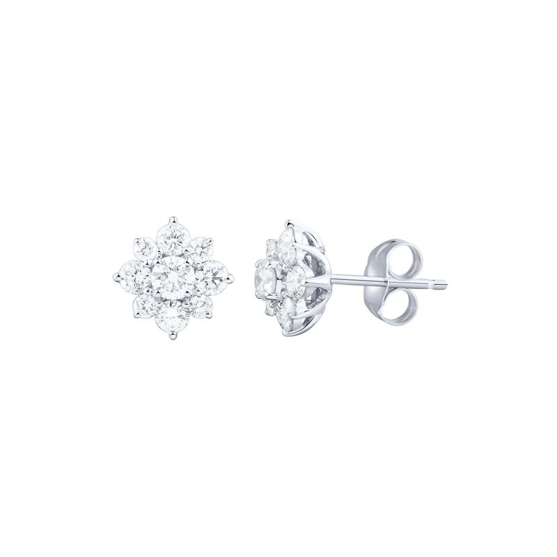 Lab Grown Diamond Flower Stud Earrings in 14K White Gold &#40;3/4 ct. tw.&#41; – Image 1 of 1