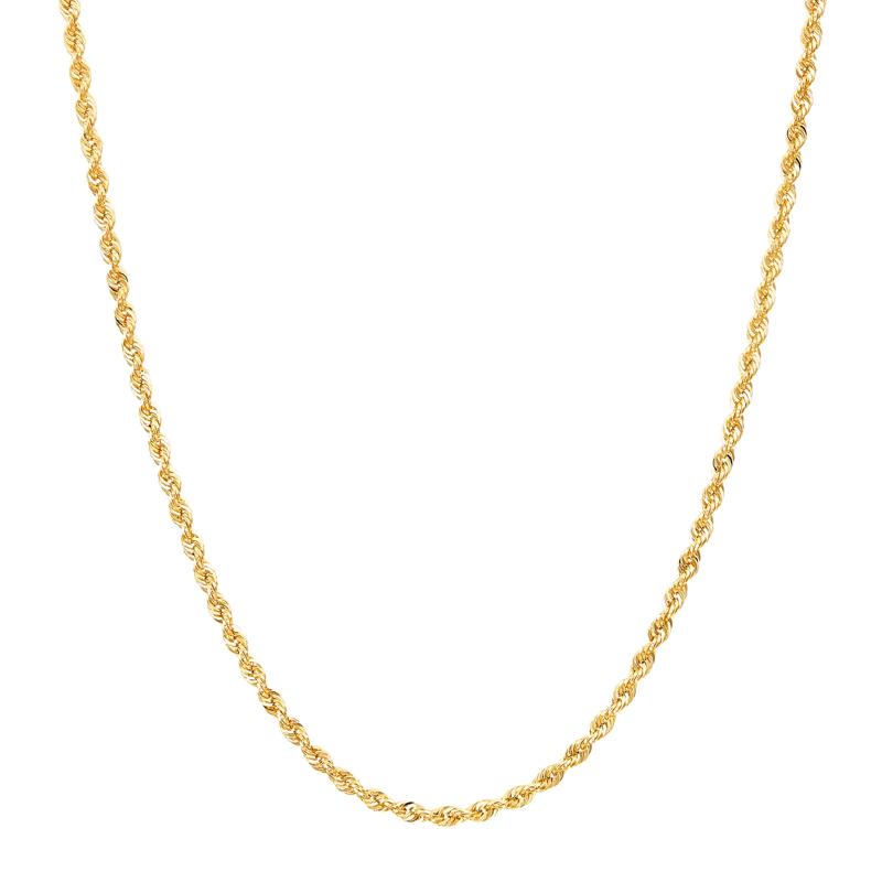 Glitter Hollow Rope Chain in 14K Yellow Gold, 20&quot;  – Image 1 of 3