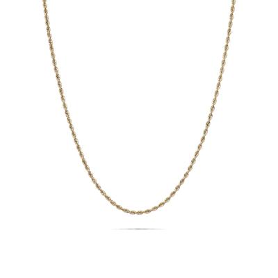 Heavy Hollow Glitter Rope Chain Necklace in 10K Yellow Gold, 20"