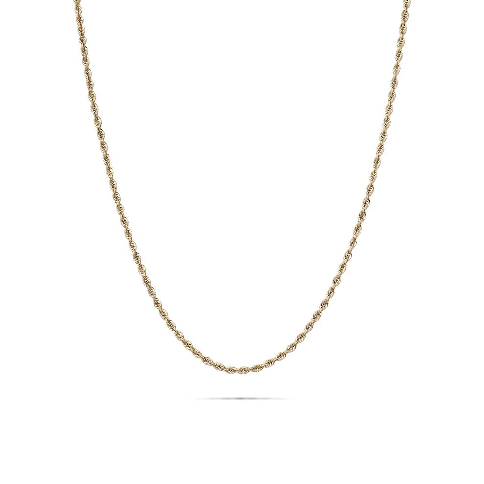 Heavy Hollow Glitter Rope Chain Necklace in 10K Yellow Gold, 20" – Image 1 of 5