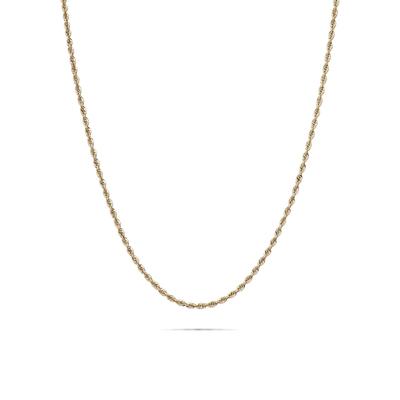 Heavy Hollow Glitter Rope Chain Necklace in 10K Yellow Gold, 20"
