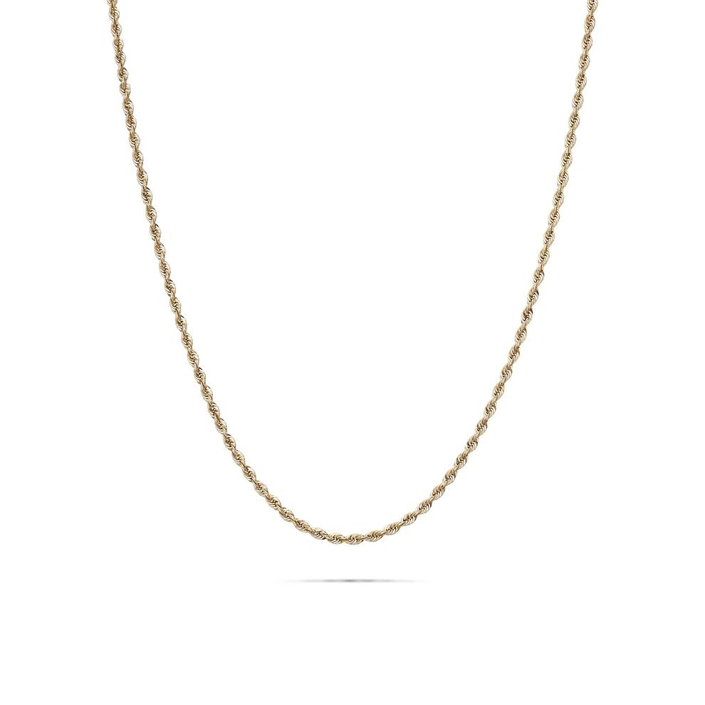 Heavy Hollow Glitter Rope Chain Necklace in 10K Yellow Gold, 20" – Image 1 of 5