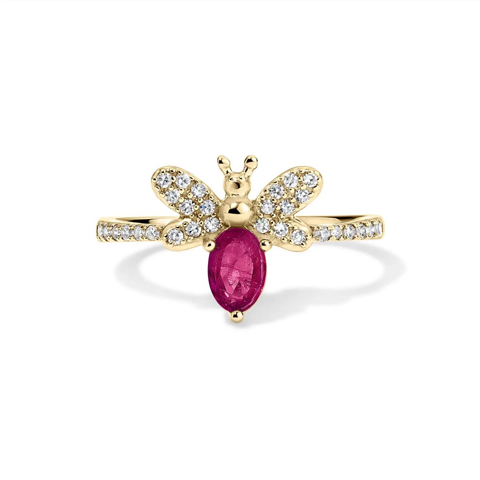Ruby &amp; Diamond Bumblebee Ring in 10K Yellow Gold (1/4 ct. tw.) – Image 1 of 4