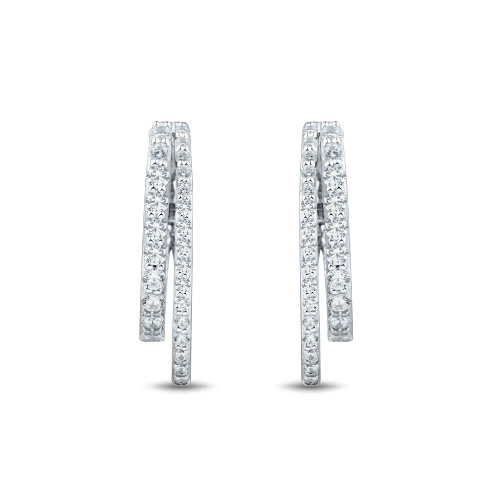 Lab Grown Diamond Double Oval Inside Out Hoops in 10K White Gold (2 ct. tw.) – Image 2 of 2