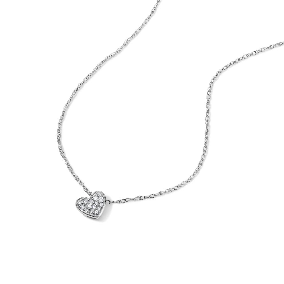Diamond Accent Heart Pendant Necklace in 10K White Gold – Image 4 of 4