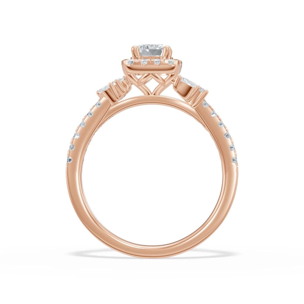 Diamond Emerald Center Halo Engagement Ring in 10K Rose Gold (1 ct. tw.) – Image 2 of 4