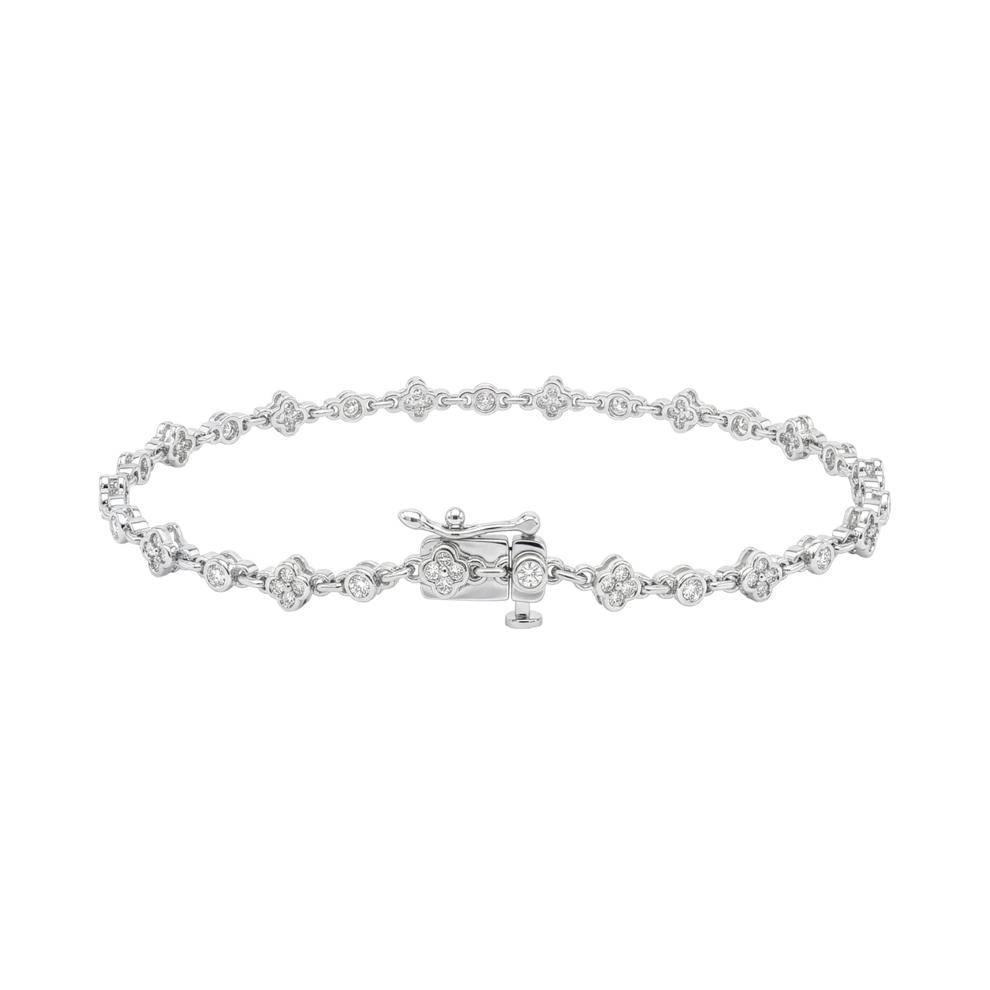 Diamond Alternating Flower Line Bracelet in Sterling Silver, 7" (1/2 ct. tw.) – Image 2 of 2