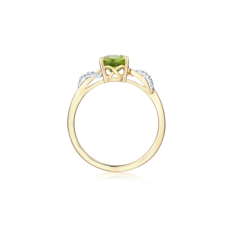 Peridot and Diamond Accent Ring in 10K Yellow Gold – Image 2 of 3