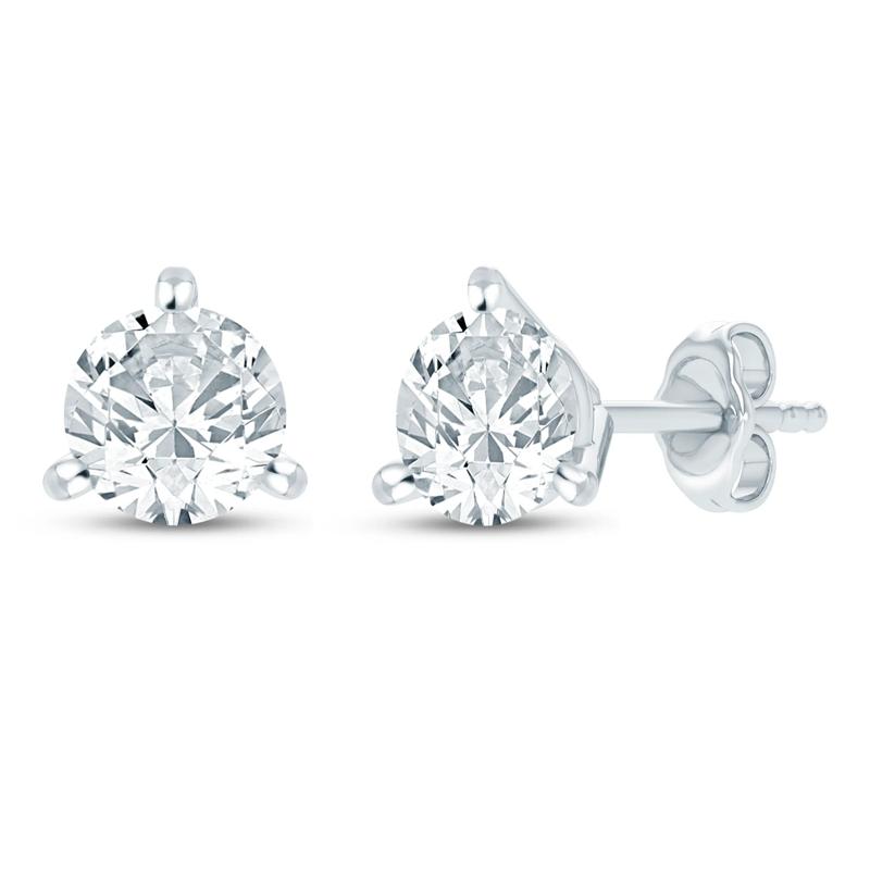 Lab Grown Diamond Three-Stone &amp; Solitaire Stud Earrings Box Set in 10K White Gold (1/3 ct. tw.) – Image 3 of 3