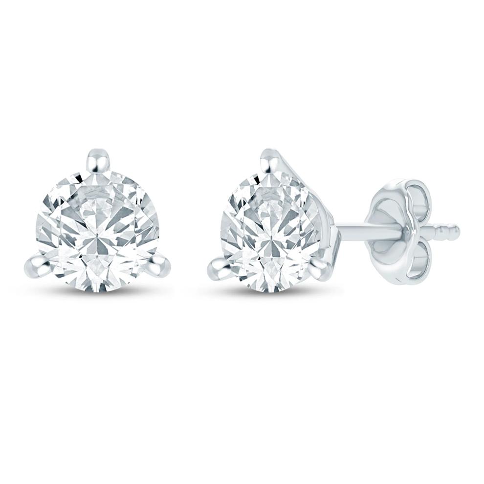 Lab Grown Diamond Three-Stone &amp; Solitaire Stud Earrings Boxed Set in 10K White Gold (1/3 ct. tw.) – Image 3 of 3