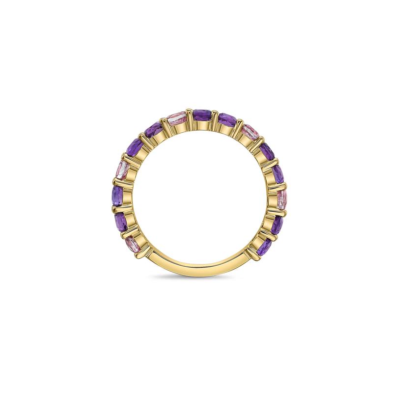 Amethyst and Pink Topaz Ring in 10K Yellow Gold – Image 2 of 4