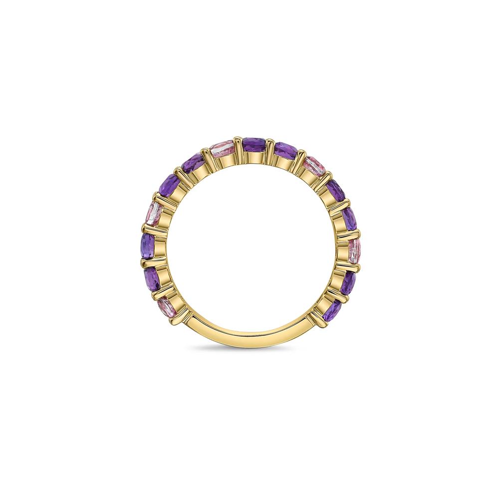 Amethyst and Pink Topaz Ring in 10K Yellow Gold – Image 2 of 4