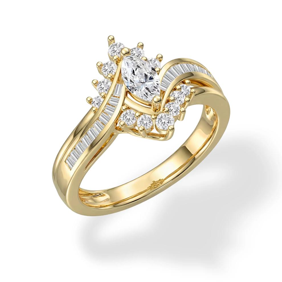 Diamond Marquise Center Engagement Ring in 14K Yellow Gold (3/4 ct. tw.) – Image 4 of 4