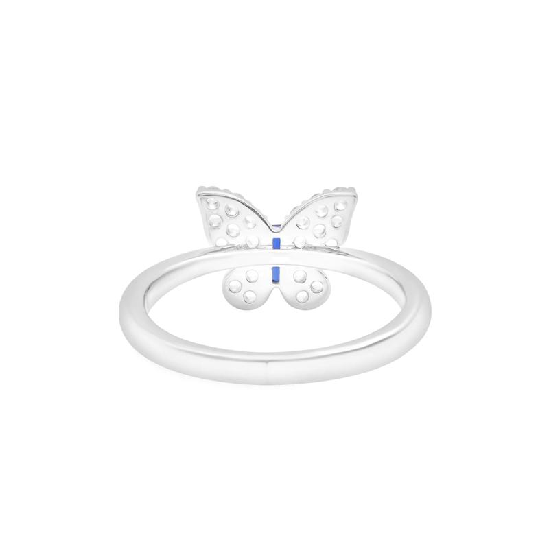 Lab-Created Blue and White Sapphire Butterfly Ring in Sterling Silver – Image 5 of 5
