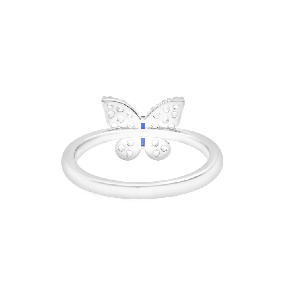 Lab-Created Blue and White Sapphire Butterfly Ring in Sterling Silver – Image 5 of 5