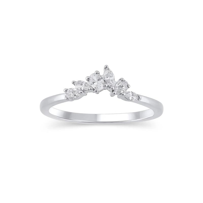 Lab Grown Diamond Mixed-Shape Contour Band in 14K White Gold &#40;1/3 ct. tw.&#41; – Image 1 of 3